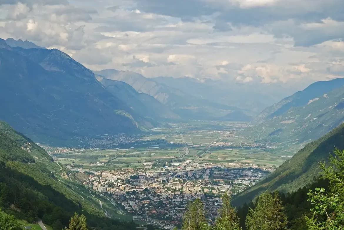 view of Martigny from the mountains